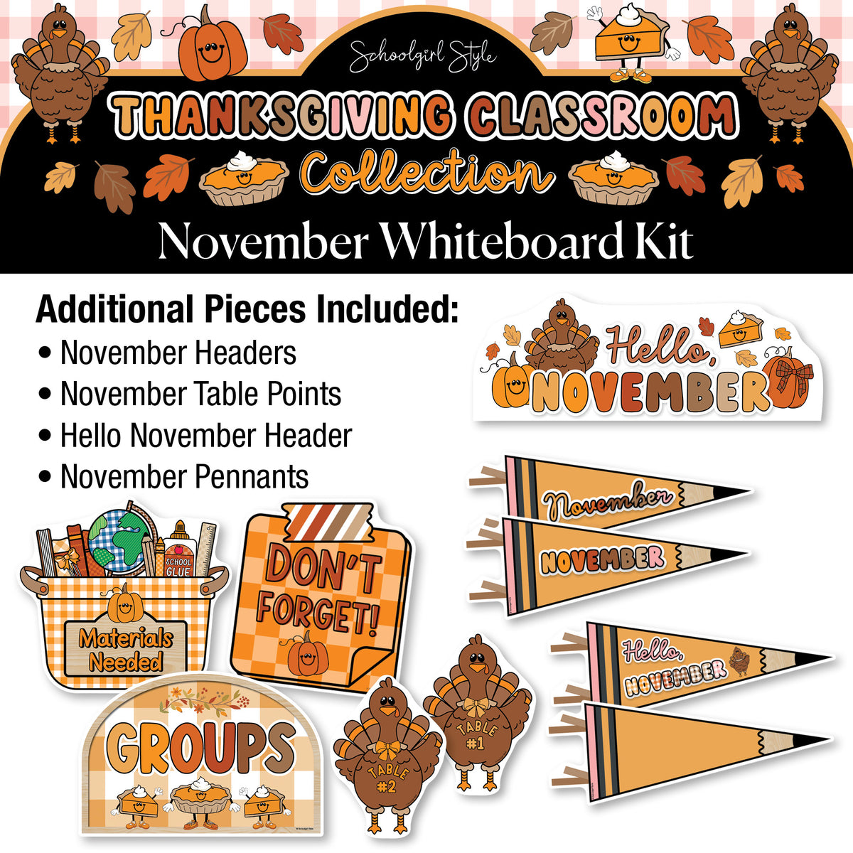Printable Thanksgiving November Whiteboard Management System | 90s Teacher