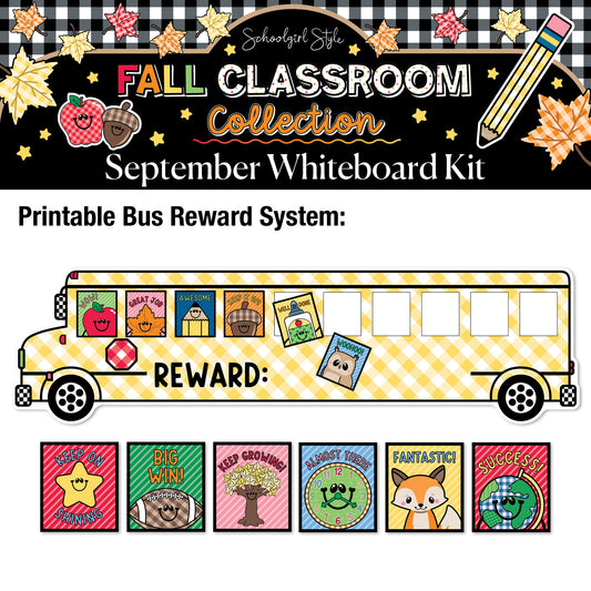 Printable Fall September Whiteboard Kit | 90s Teacher