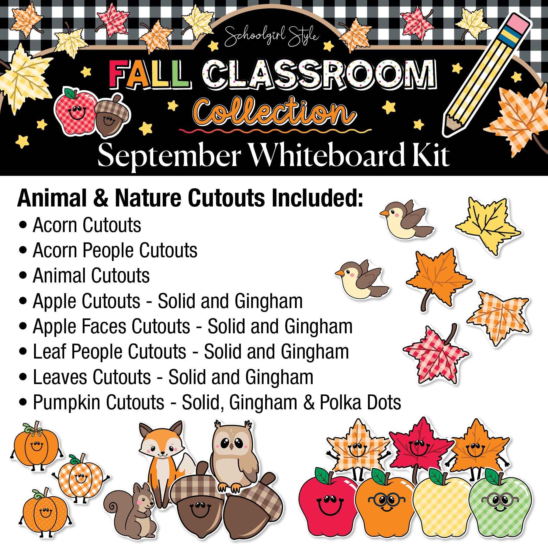 Printable Fall September Whiteboard Kit | 90s Teacher