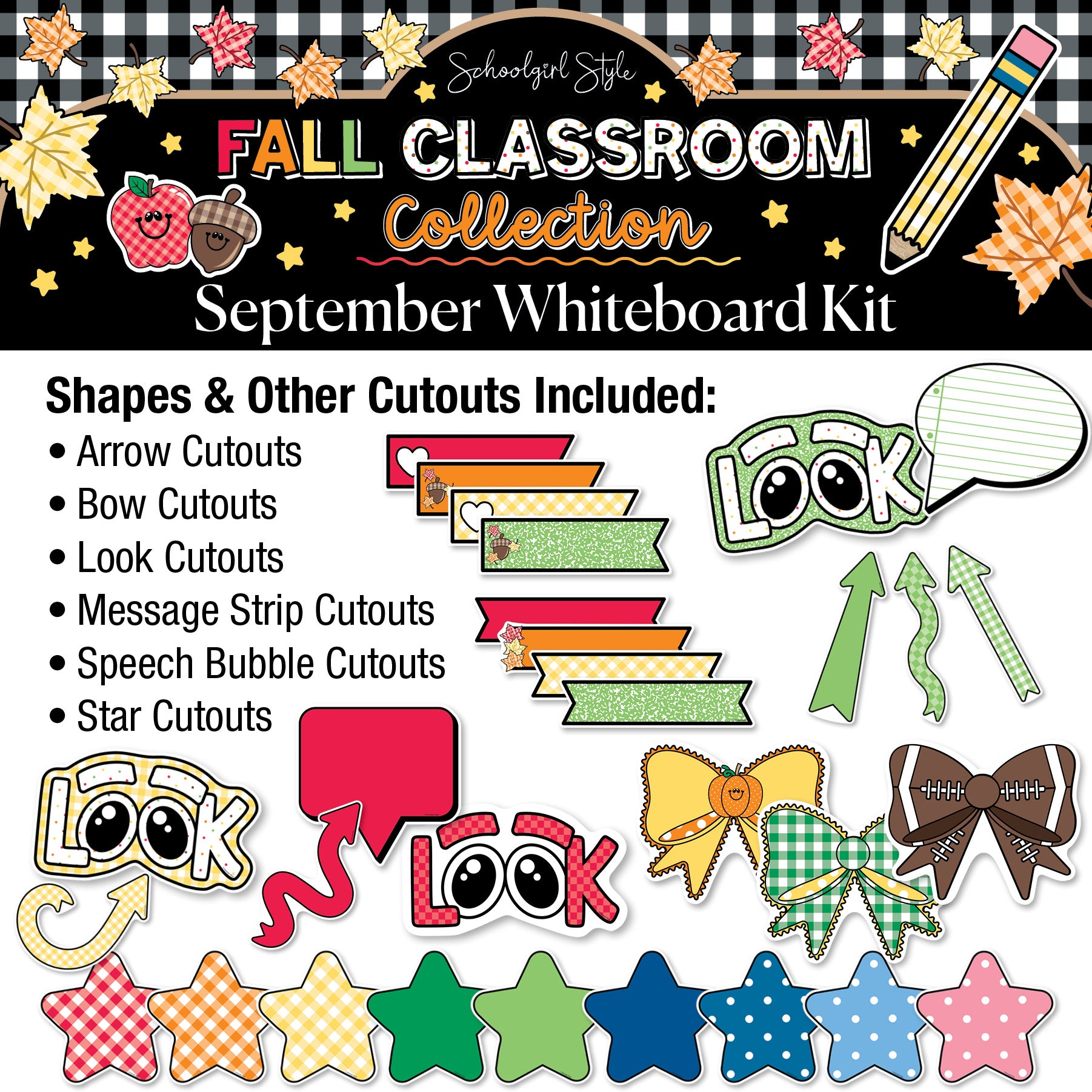 Printable Fall September Whiteboard Kit | 90s Teacher