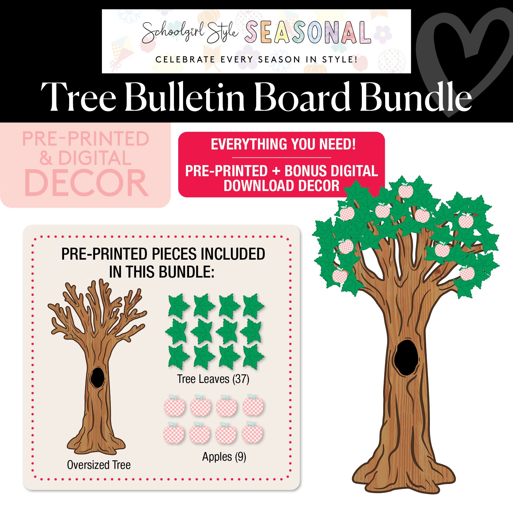 A Year In Pastel Tree Classroom Decor Bundle