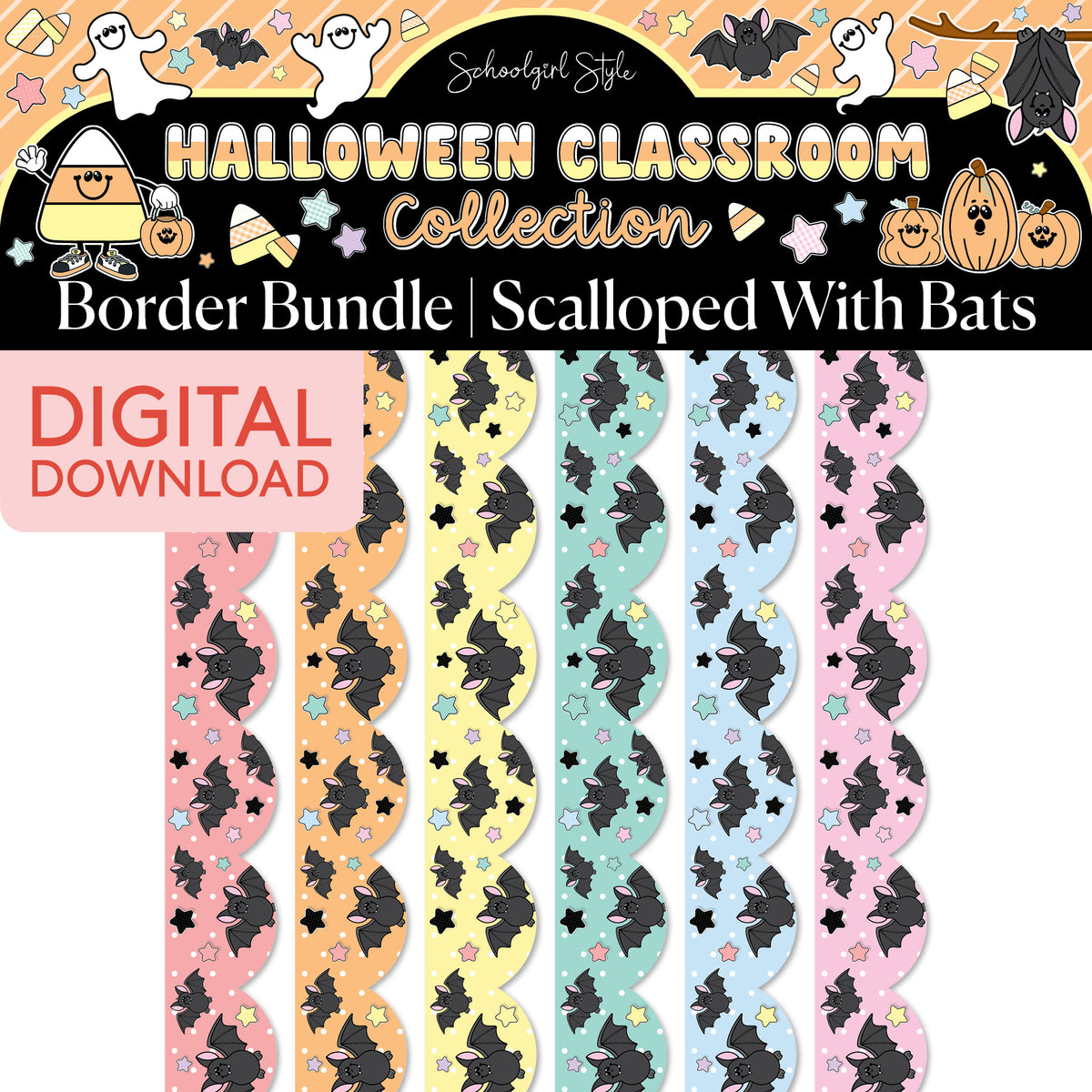 Printable Pastel Halloween Border Bundle 4