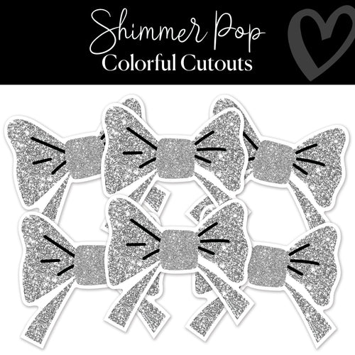 Shimmer Pop Silver Glitter Bow Cutouts