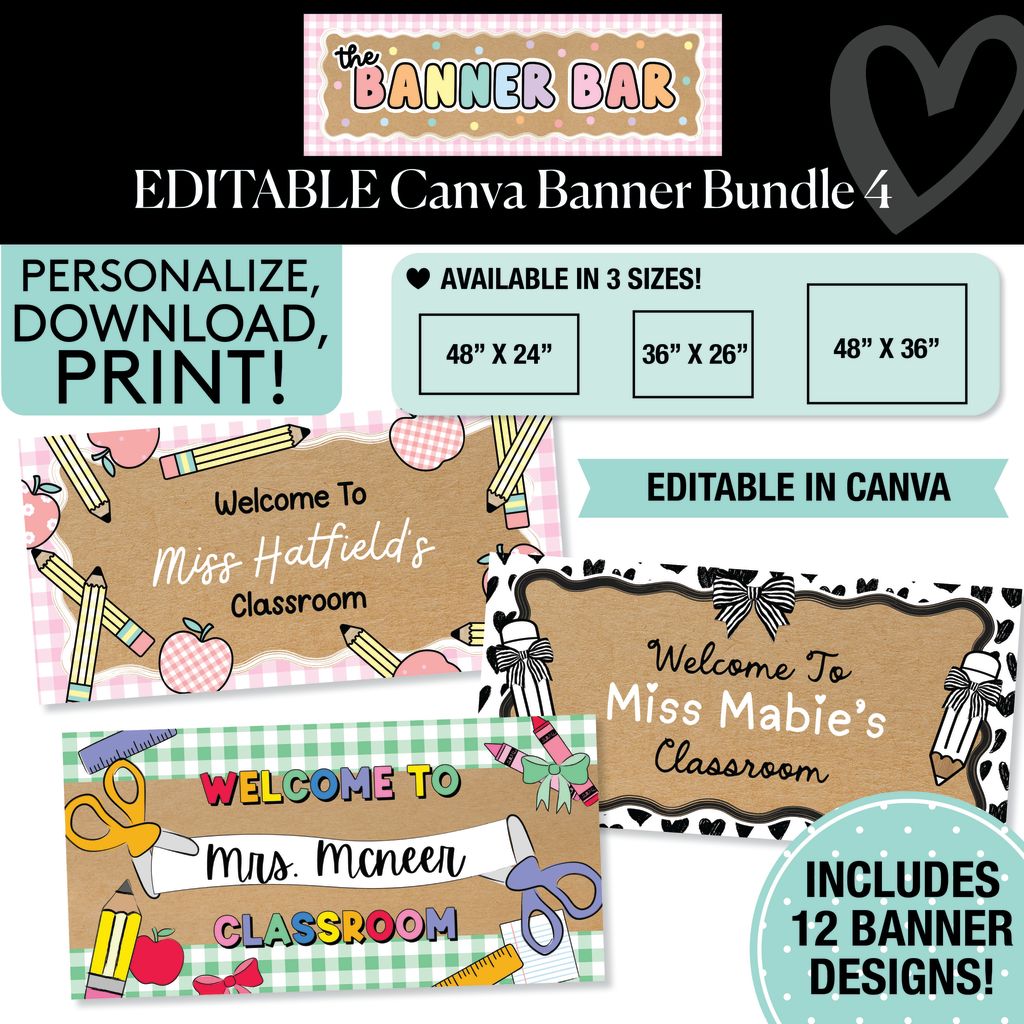 Personalized Editable Canva Kraft Style Banner Bundle 4
