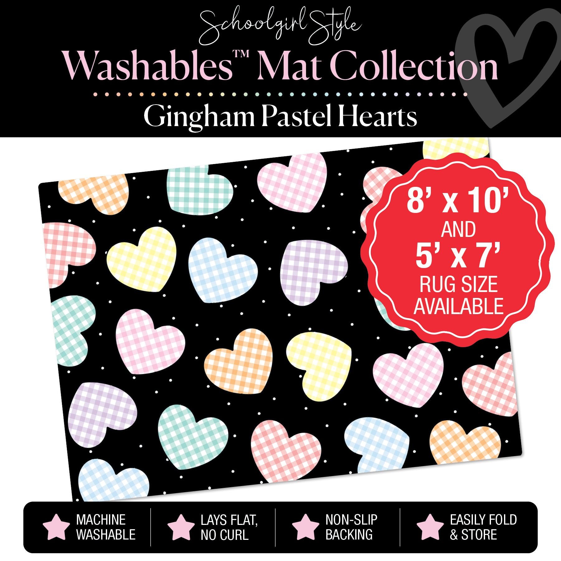 Scattered Pastel Hearts Classroom Mat by Schoolgirl Style