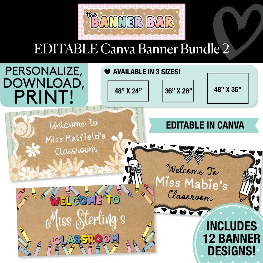 Personalized Editable Canva Kraft Style Banner Bundle 2
