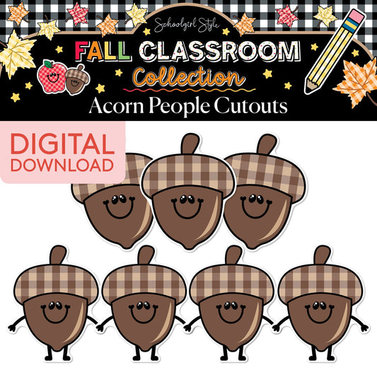 Printable Fall Acorn People Cutouts | 90s Teacher