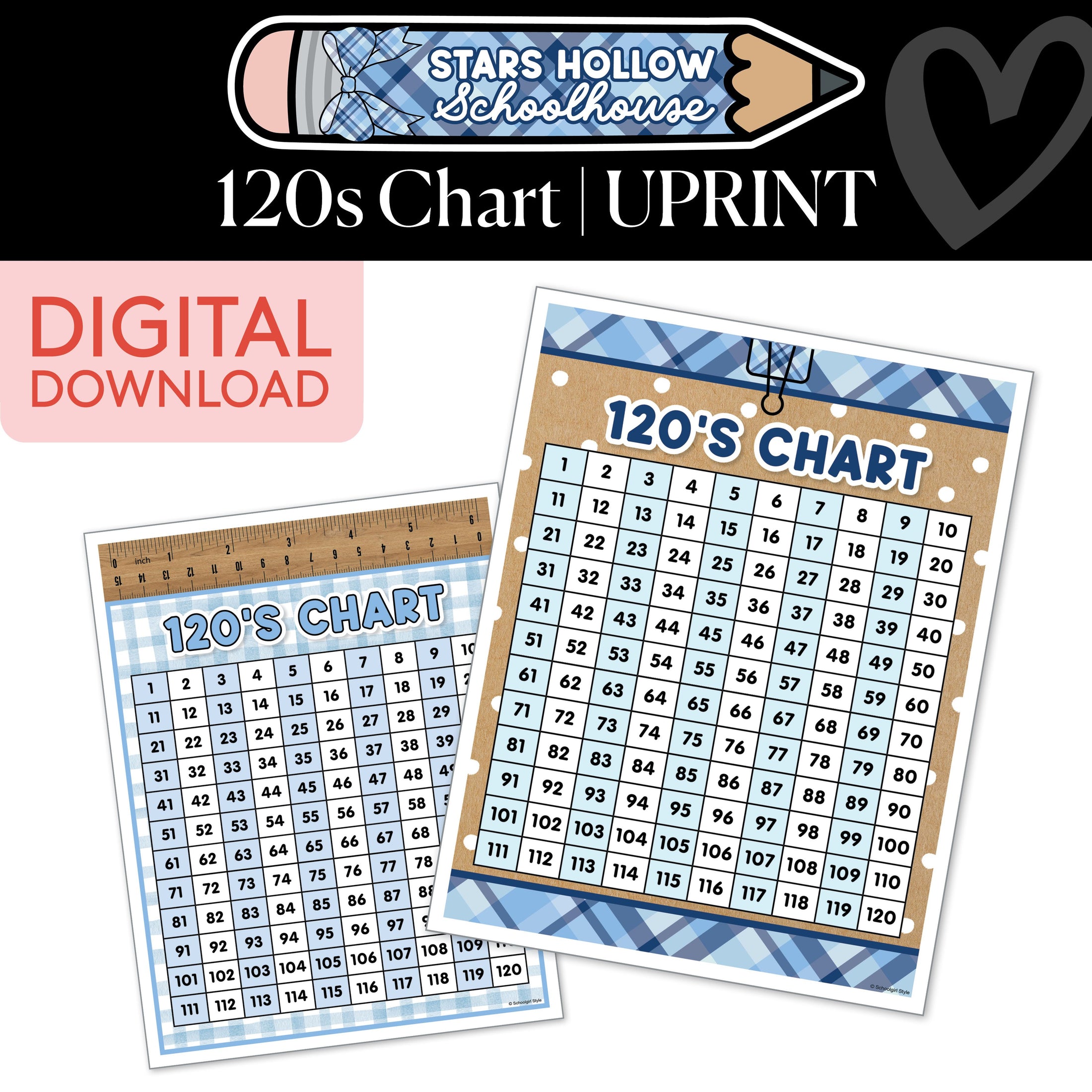 Printable Cozy 120s Chart | School in Stars Hollow