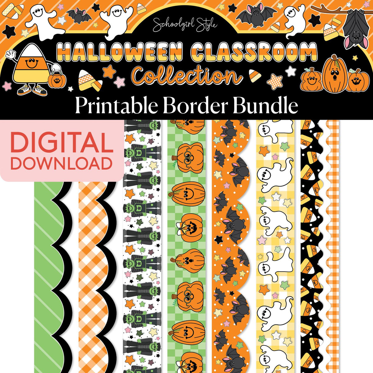 Printable Halloween Border Bundle | 90s Teacher