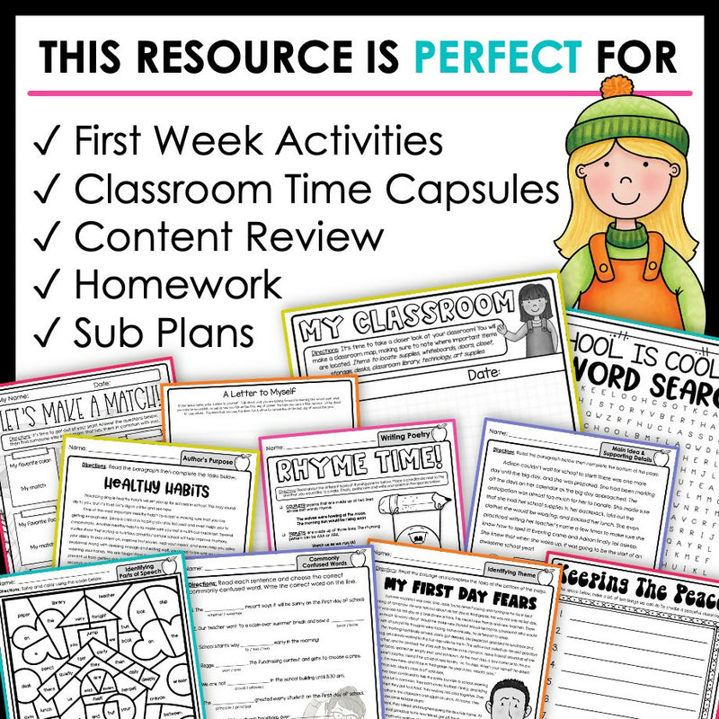 Back to School Activities & Worksheets | First Week of School