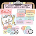 Load image into Gallery viewer, Printable Pastel Editable Organized Teacher System Bin | Pretty in Pastel
