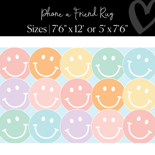 Pastel Rainbow Smileys Rug Classroom Rug by Flagship