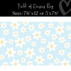 White Daisies on Blue Rug | Classroom Rug | Field of Daisies | Schoolgirl Style