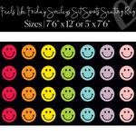 Rainbow Smileys in Black | Sit Spot Rug | Seating Rug | Rainbow Classroom Rug | Feels Like Friday Smileys | Schoolgirl Style