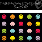 Rainbow Smileys in Black | Sit Spot Rug | Seating Rug | Rainbow Classroom Rug | Feels Like Friday Smileys | Schoolgirl Style