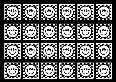 Black and White Happy Faces on Checkerboard Background Squares Sit Spot Classroom Mat by Schoolgirl Style