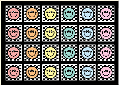 Pastel Happy Faces on Checkerboard Background Squares Sit Spot Classroom Mat by Schoolgirl Style