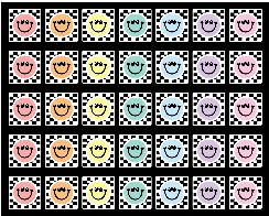 Pastel Happy Faces on Checkerboard Background Squares Sit Spot Classroom Mat by Schoolgirl Style