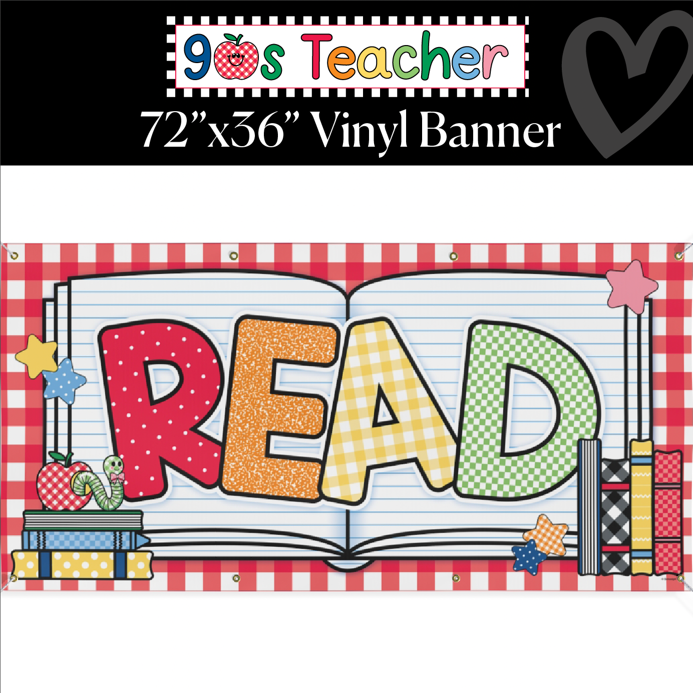 Read Gingham Classroom Vinyl Banner | 90s Teacher