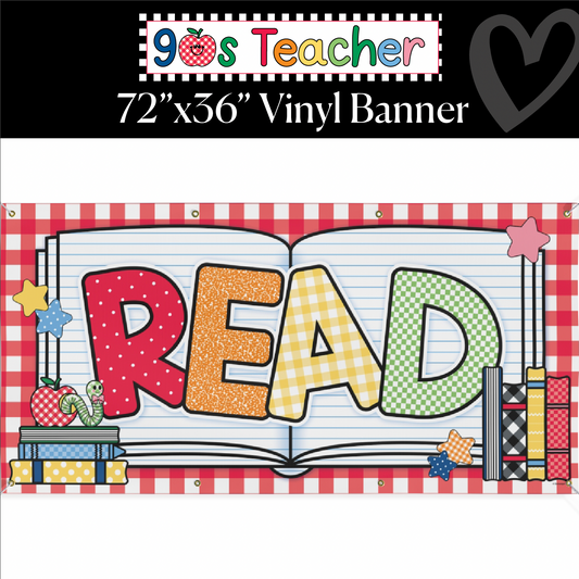 Read Gingham Classroom Vinyl Banner | 90s Teacher