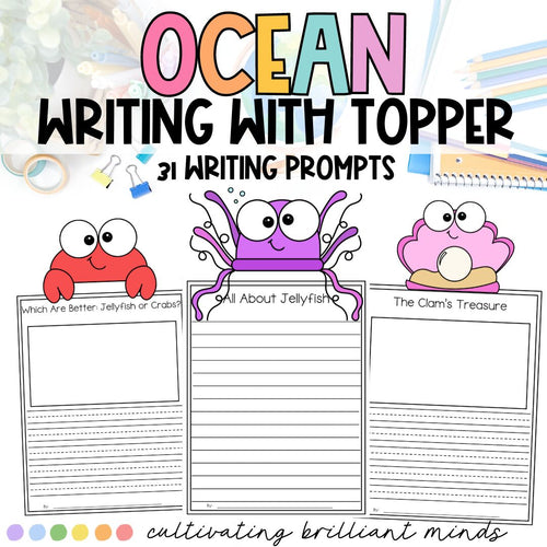 Ocean Writing Crafts | Writing Prompts & Page Topper | NO PREP | End of the Year