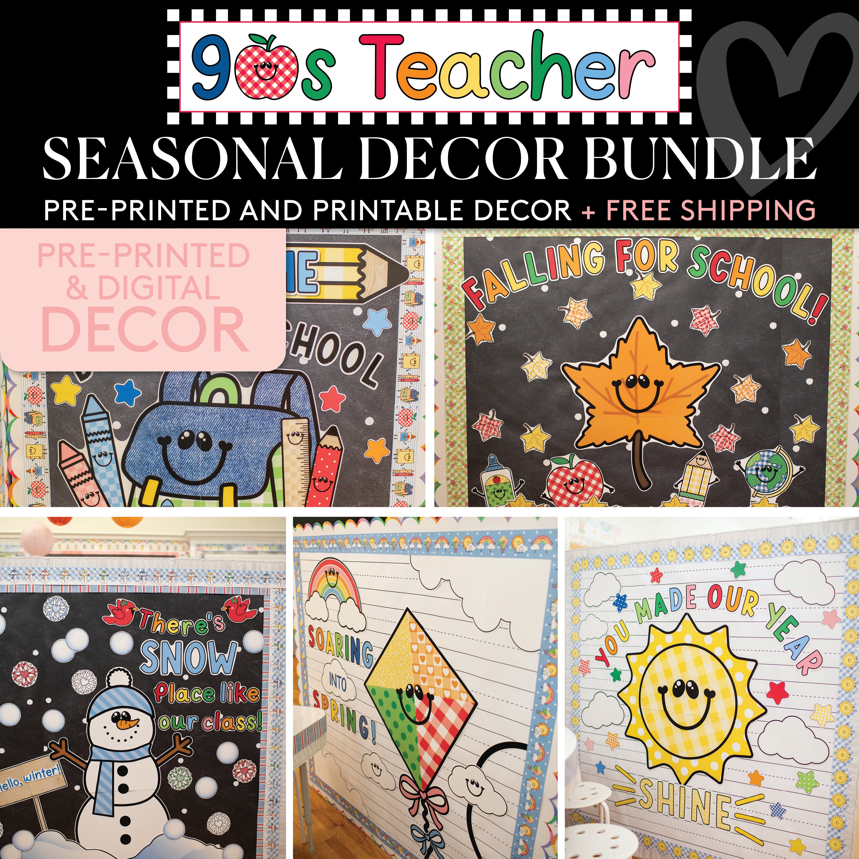 90s Teacher Seasonal Classroom Decor Bundle