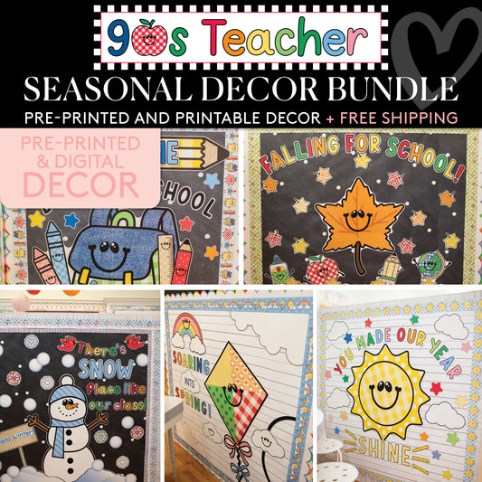 90s Teacher Seasonal Classroom Decor Bundle