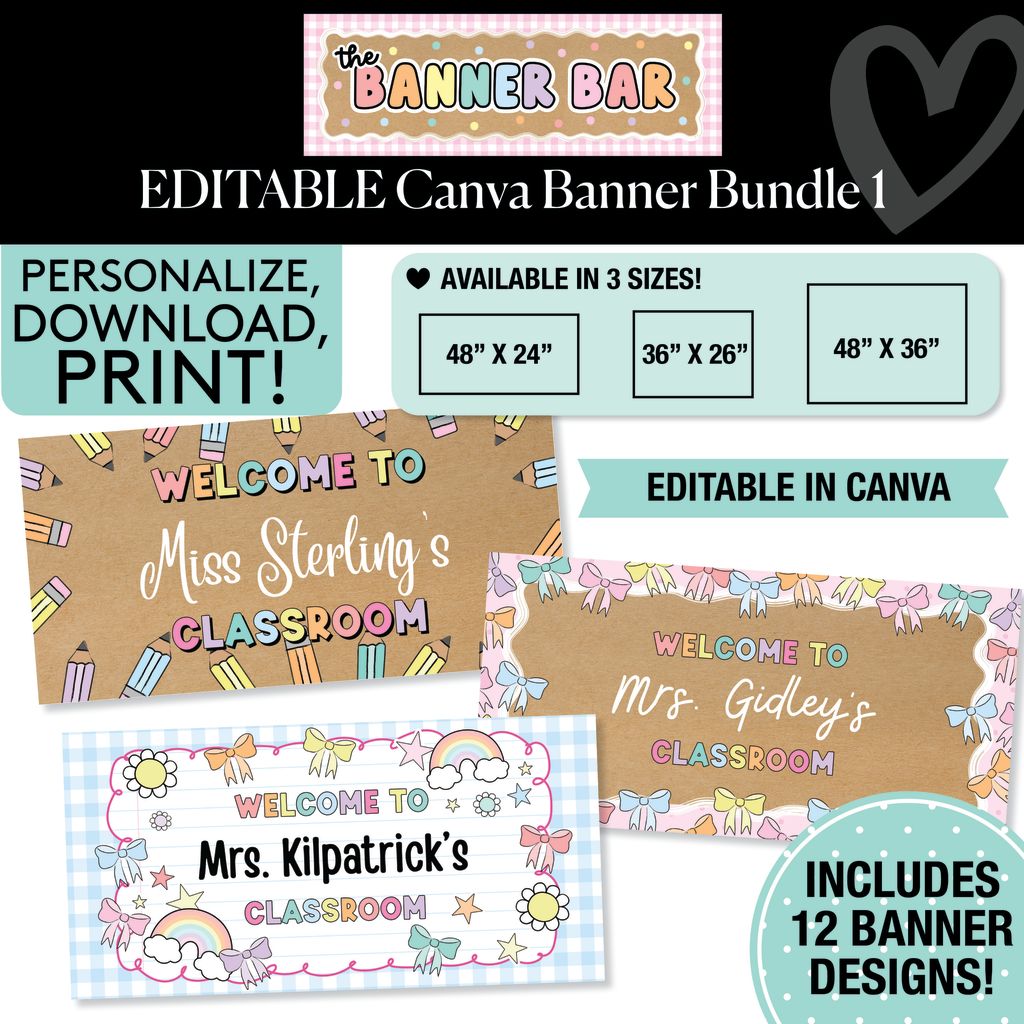 Personalized Editable Canva Kraft Style Banner Bundle 1