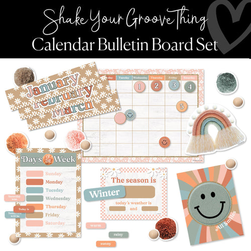 Shake Your Groove Thing Classroom Decor Groovy Calendar Bulletin Board Set  by ULitho