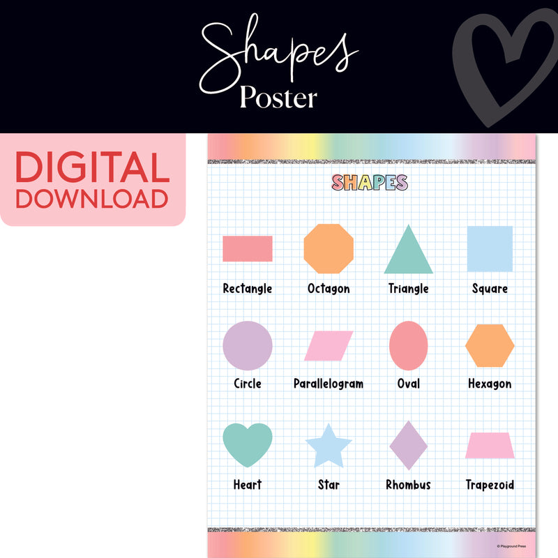 Shapes Chart | Classroom Posters | Printable Classroom Decor | Schoolgirl Style