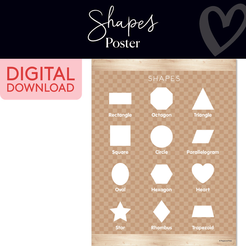 Shapes Chart | Classroom Posters | Printable Classroom Decor | Schoolgirl Style