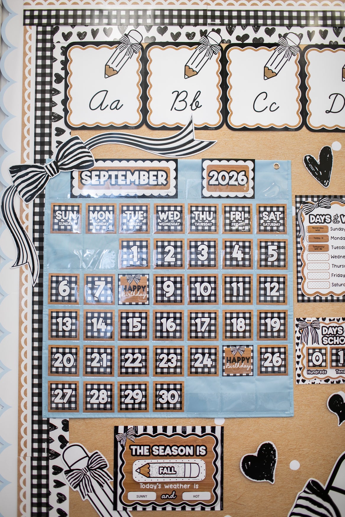 Summer Skies Blue Calendar Pocket Chart – 44 Pockets | Classroom Calendar for Teachers