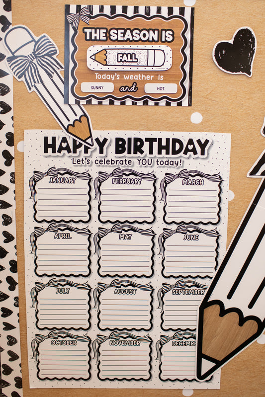 Classic Black and White Birthday Chart | Simply Sweet