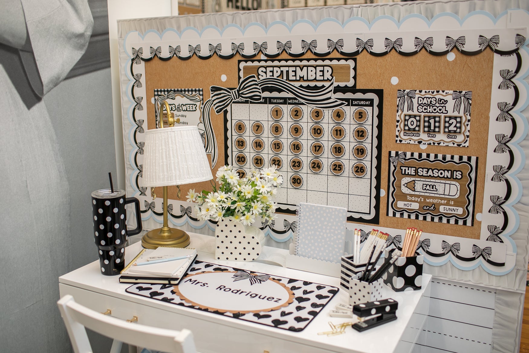 Classic Black and White Calendar Bulletin Board Set | Simply Sweet