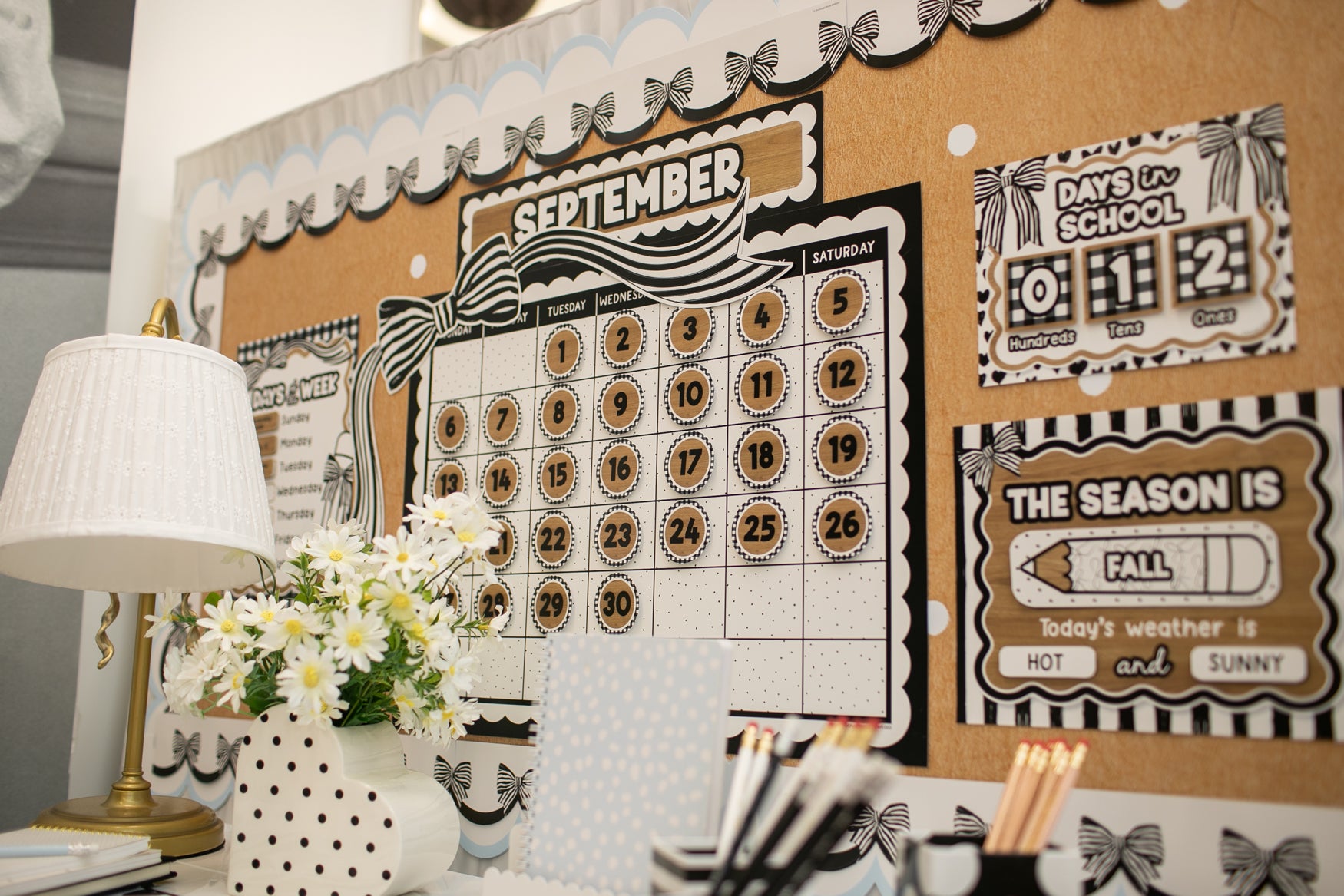 Classic Black and White Calendar Bulletin Board Set | Simply Sweet