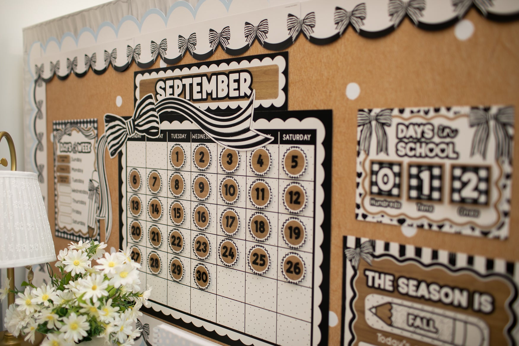 Classic Black and White Calendar Bulletin Board Set | Simply Sweet
