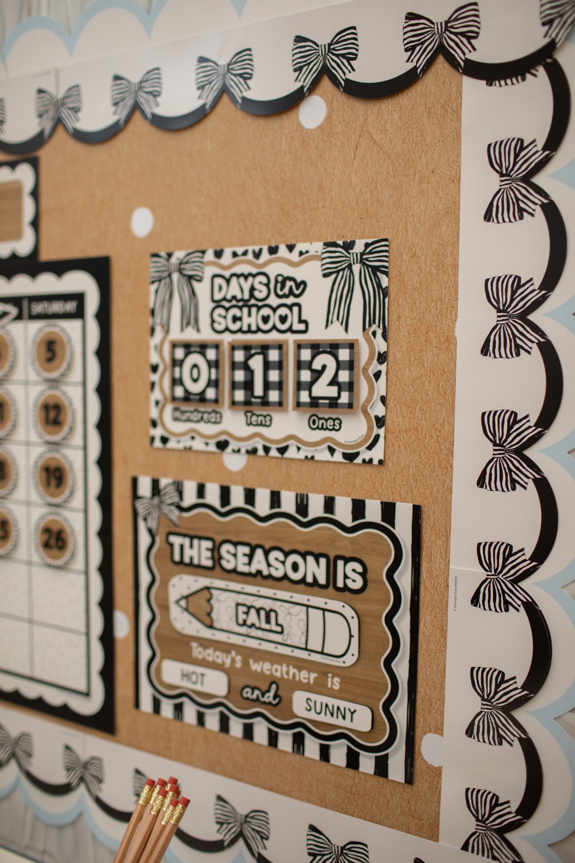 Classic Black and White Calendar Bulletin Board Set | Simply Sweet