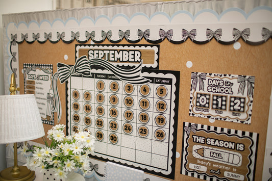 Classic Black and White Calendar Bulletin Board Set | Simply Sweet