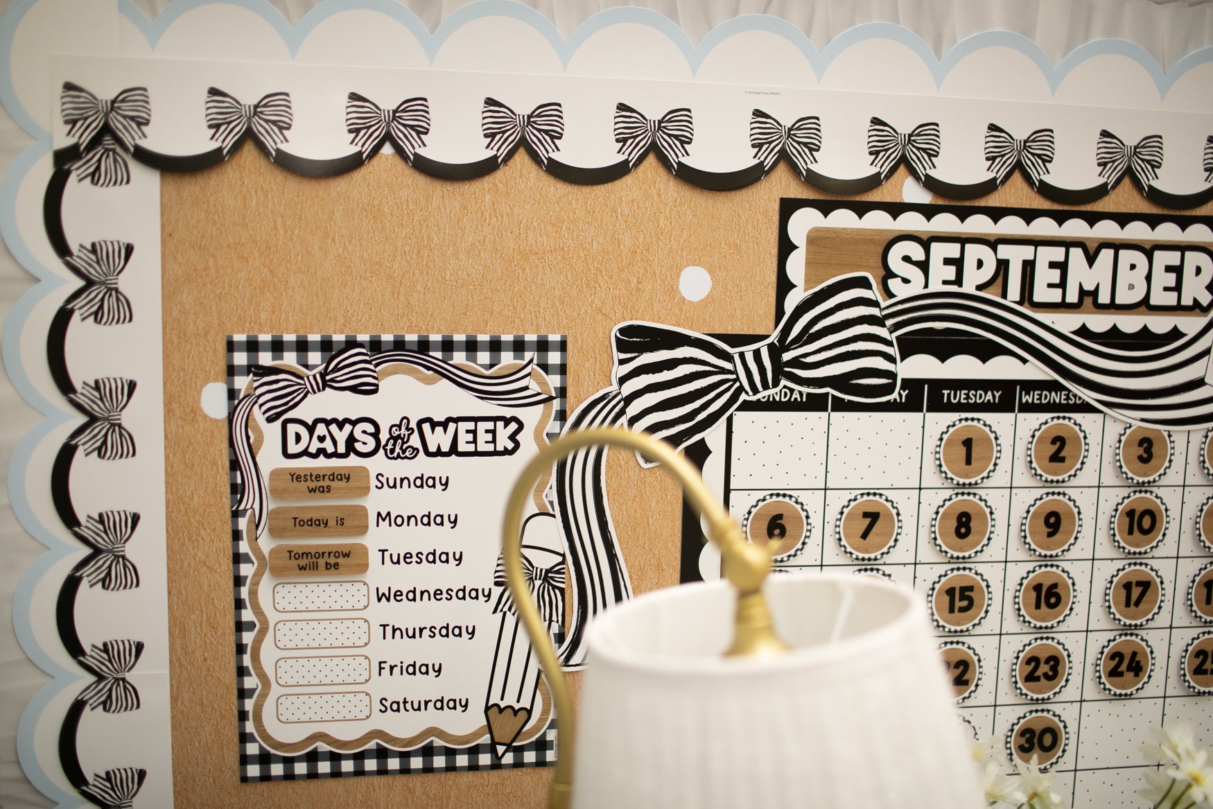 Classic Black and White Striped Bow Calendar Topper | Simply Sweet