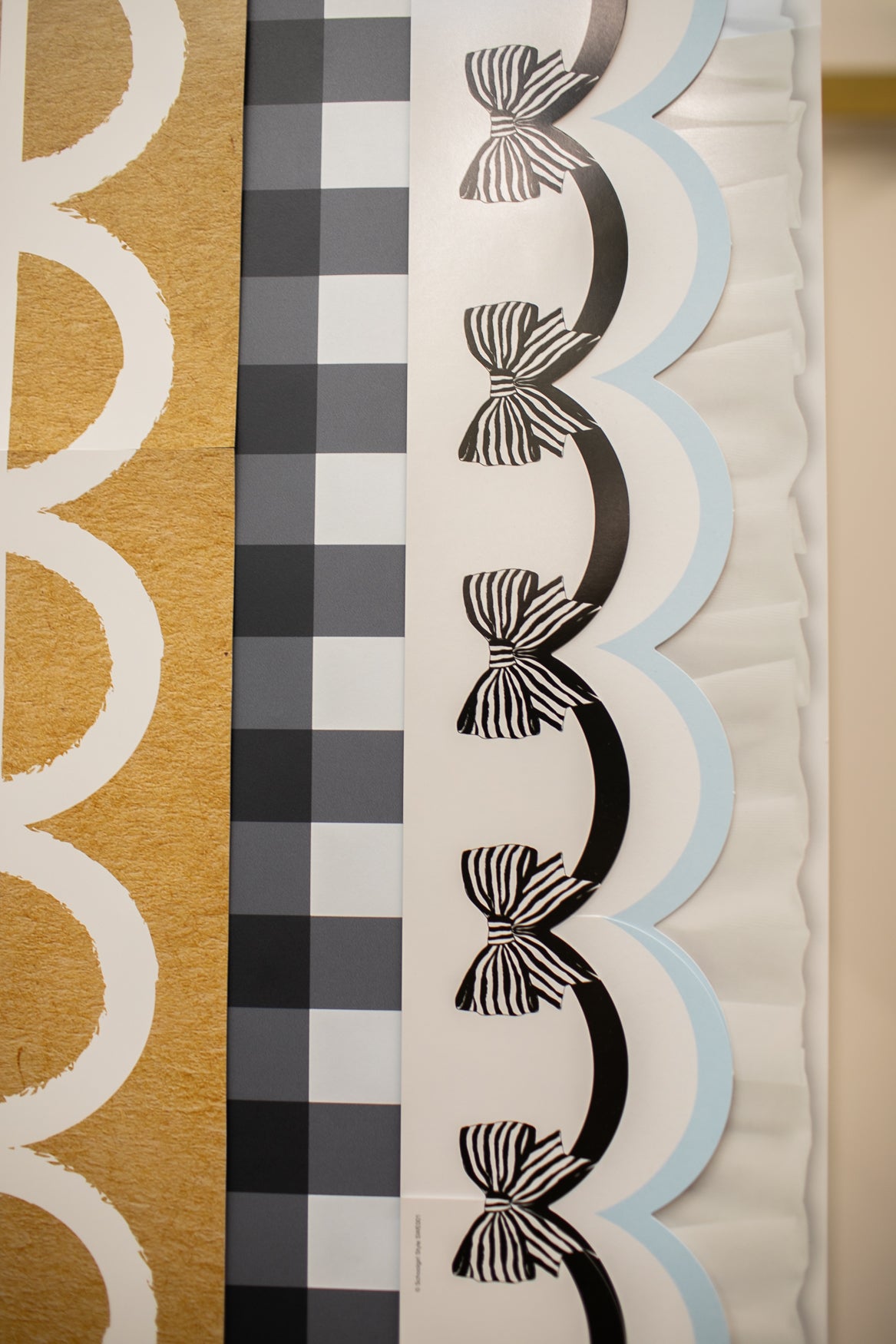 Classic Black and White Striped Bows Bulletin Board Border | Simply Sweet