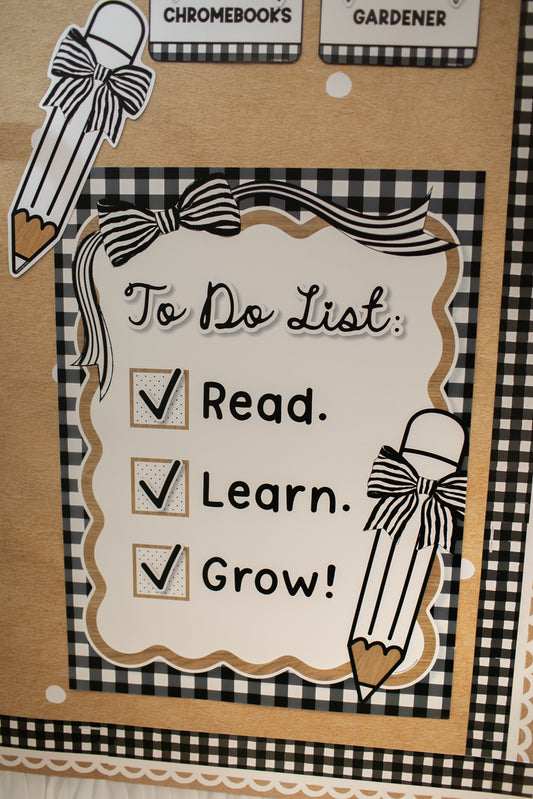 Read Learn Grow Classic Black and White Poster | Simply Sweet