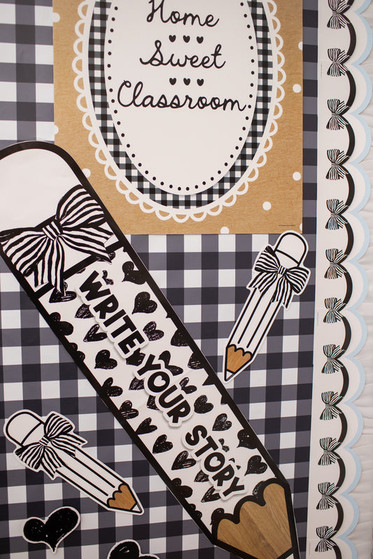 Write Your Story Classic Black and White Pencil Statement Piece | Simply Sweet