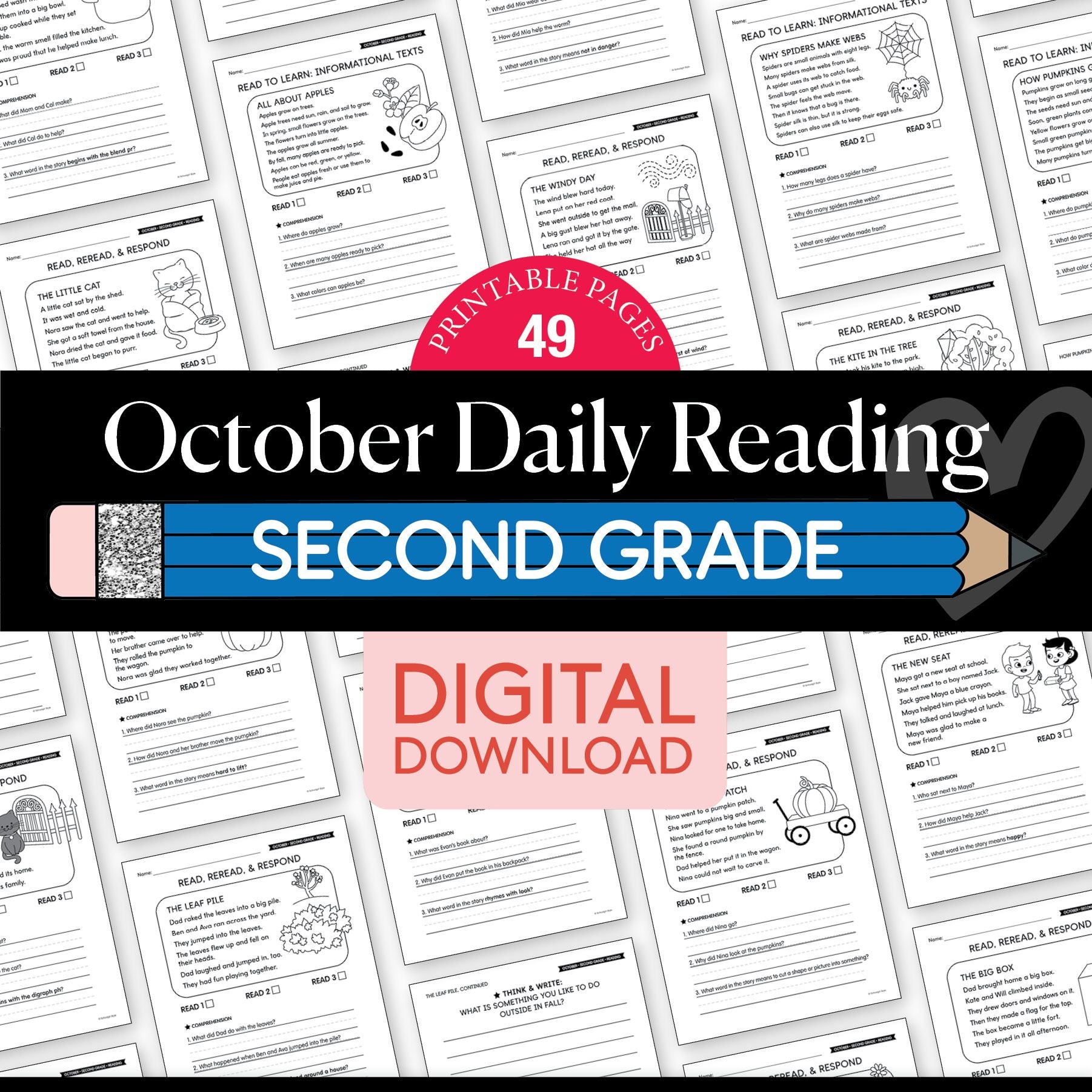 Printable Second Grade October Daily Reading