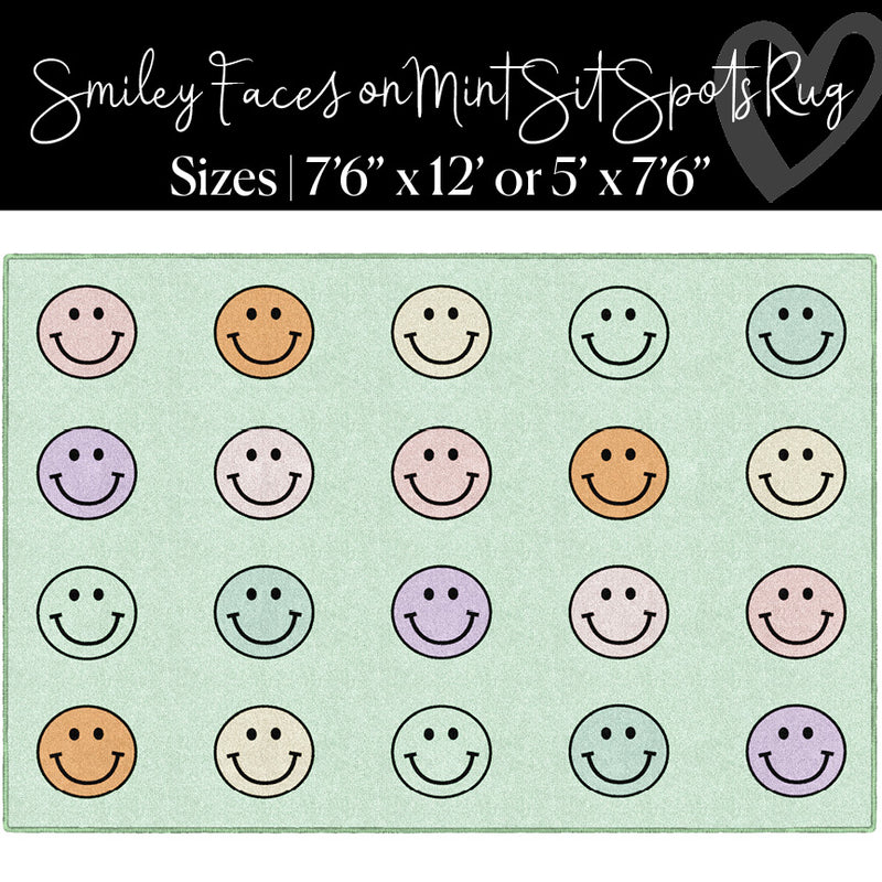 Smiley Faces on Mint Sit Spots | Classroom Rugs | Schoolgirl Style