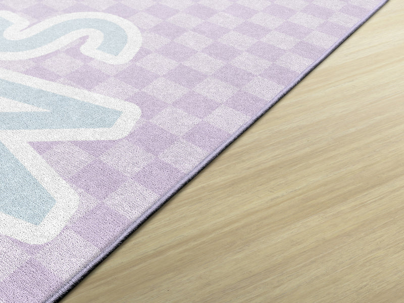 Smiley on Lavender Checkerboard Rug | Lavender Classroom Rug | Bring on the Smiles | Schoolgirl Style