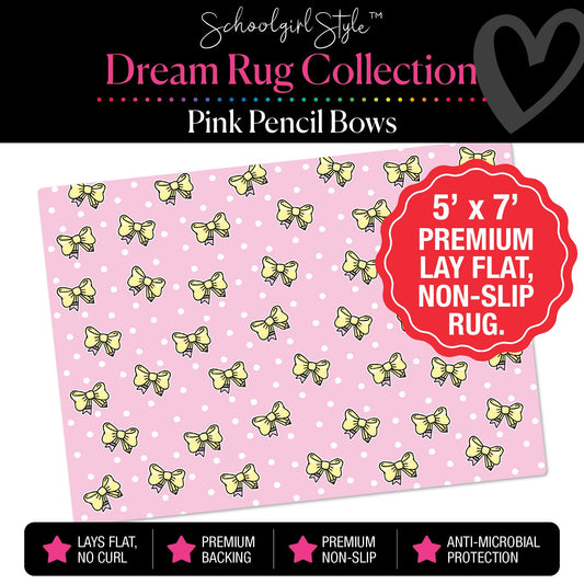 Pencil Bows on Pink Classroom Rug by Schoolgirl Style