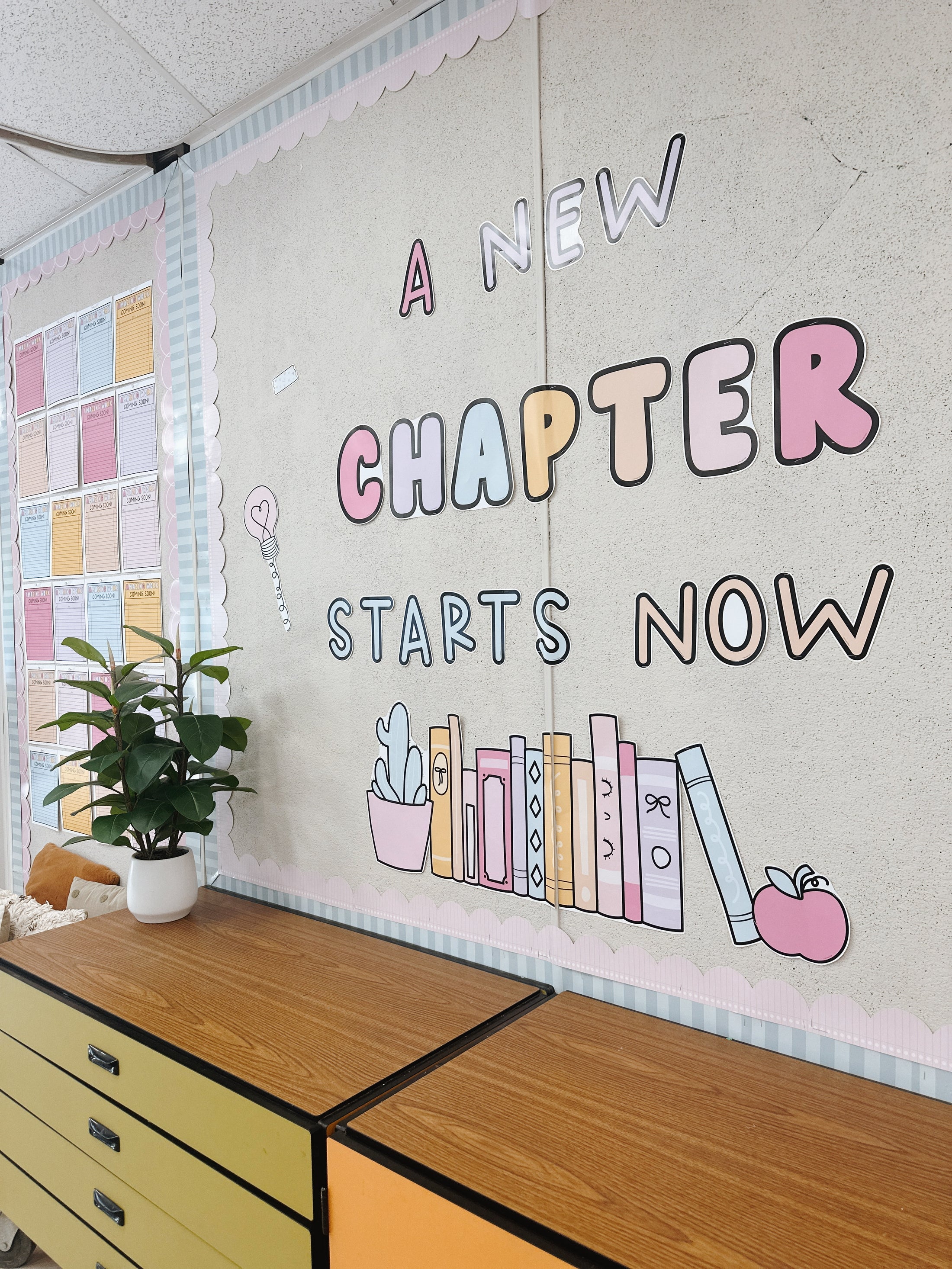 A New Chapter Starts Now Boho Pastel Classroom Headline | Pastel Pages