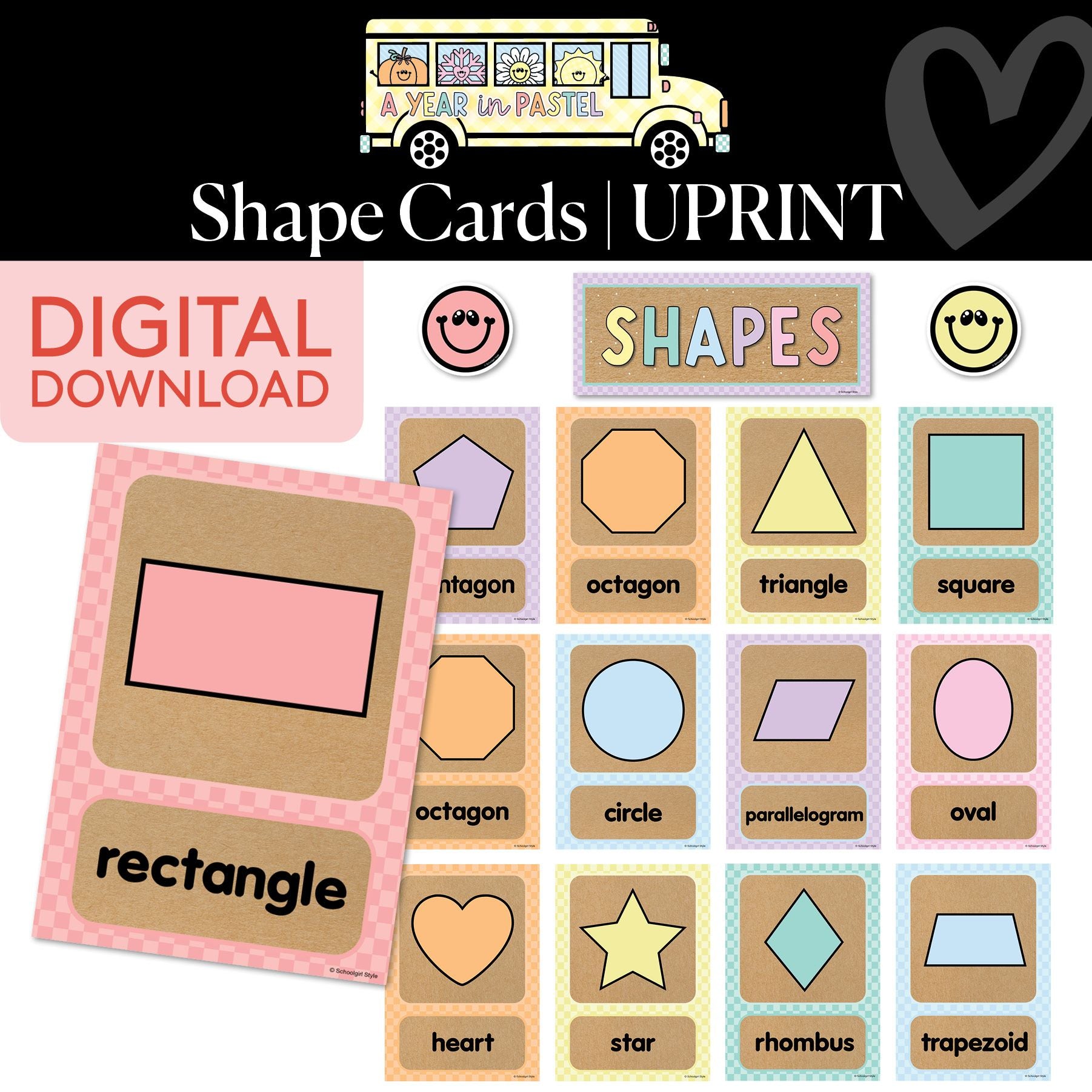 Printable Shape Cards | A Year In Pastel