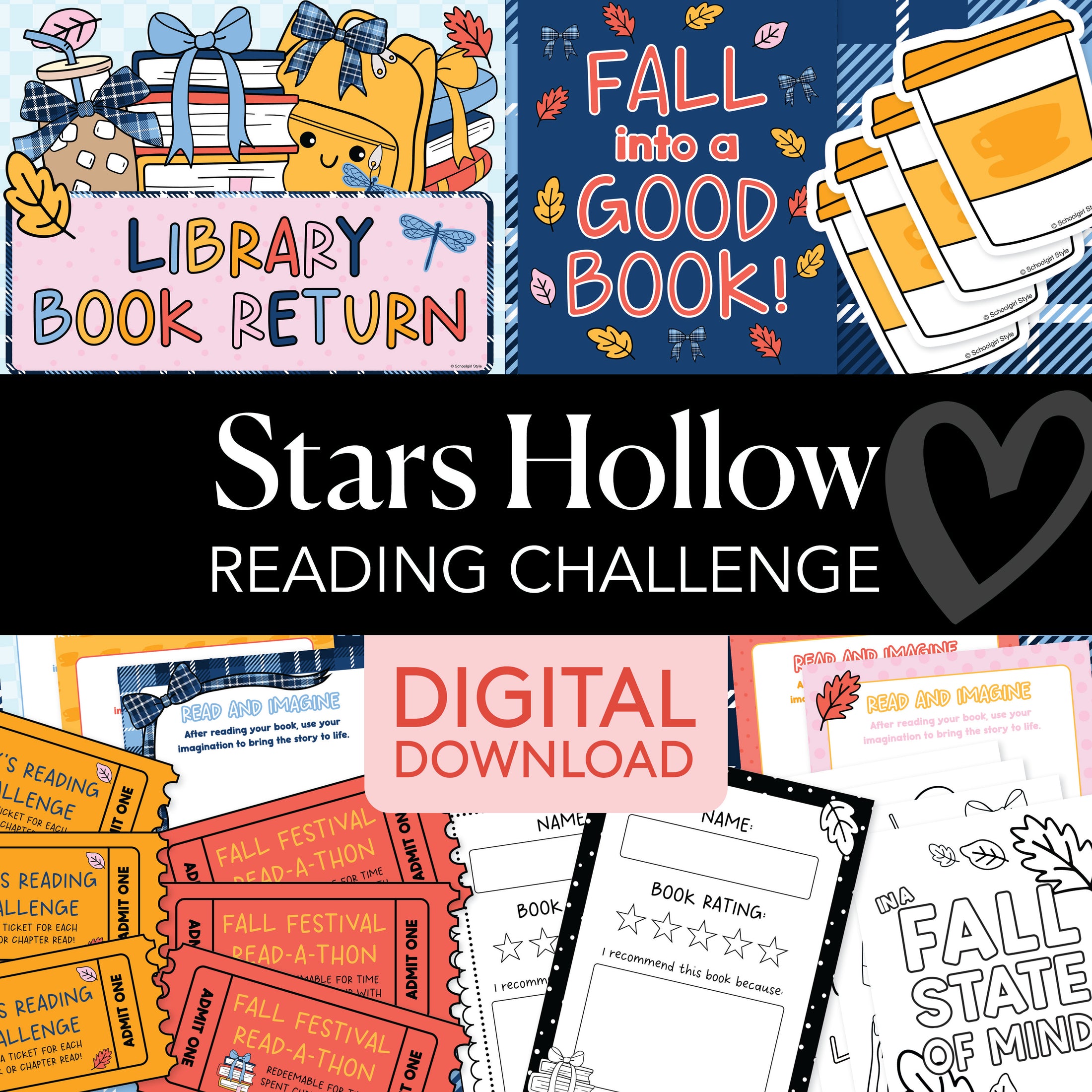 Printable Stars Hollow Reading Challenge Bundle | Autumn In Stars Hollow