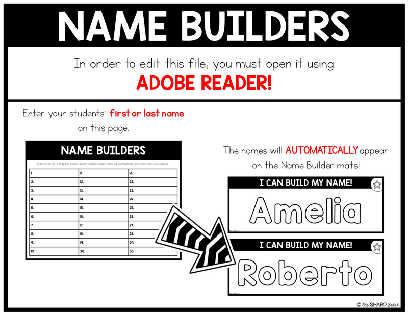 Editable Name Practice | Fine Motor Name Activities with Any Manipulative for Preschool & Kindergarten